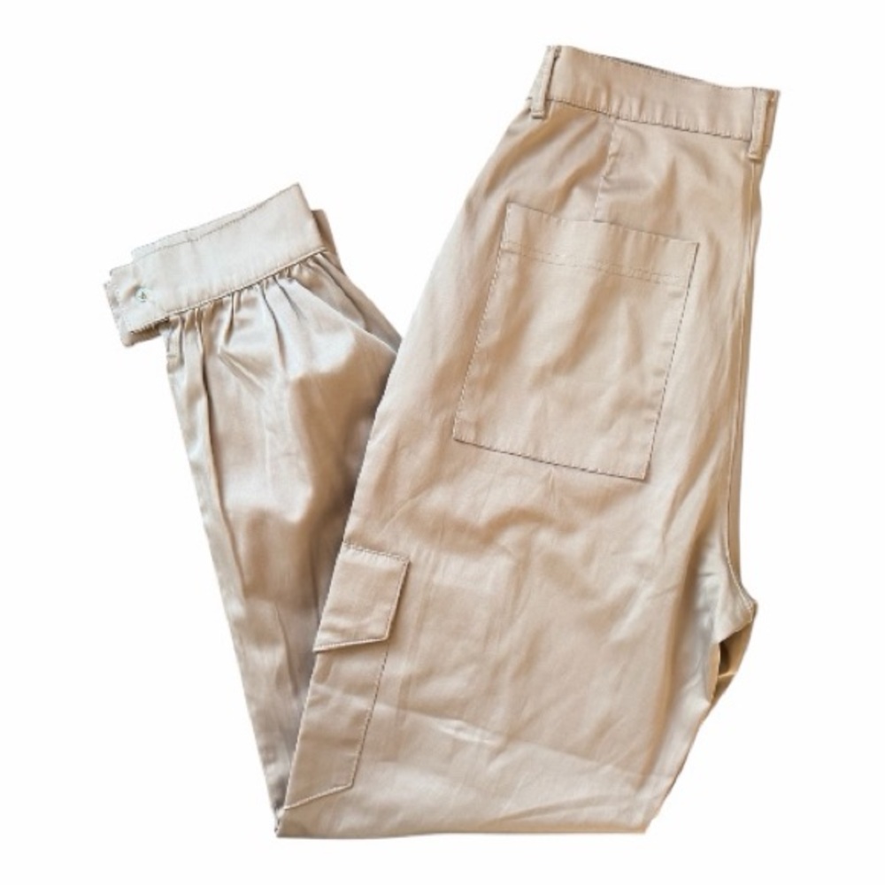 Zara Beige Satin Cargo Pants